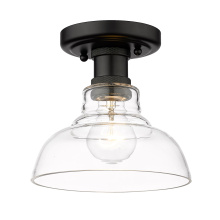 Golden Canada 0305-FM BLK-CLR - Yep by Golden Lighting Carver 1-light Flush Mount in Matte Black and Clear Glass